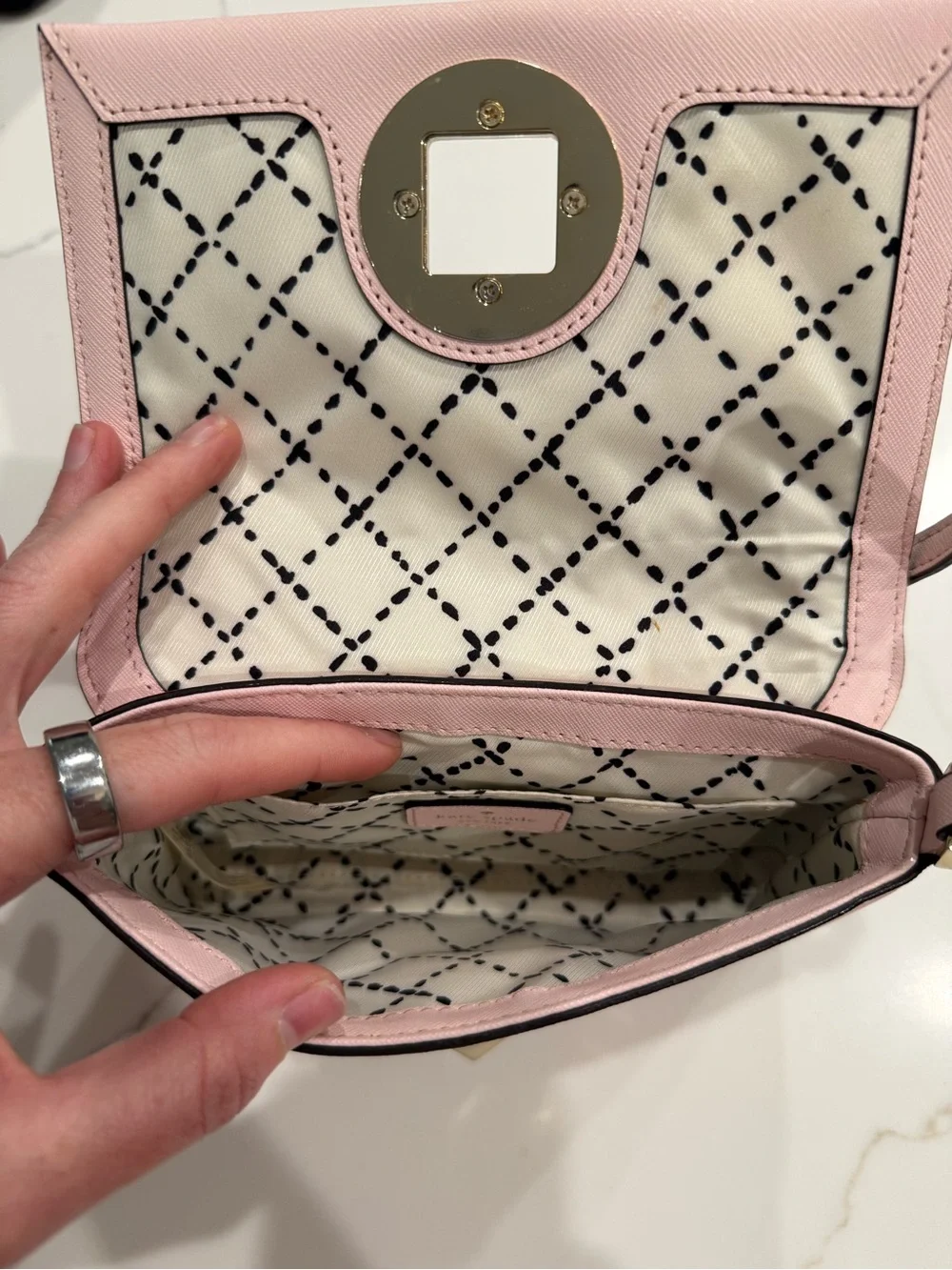 kate spade Light Pink Saffiano Crossbody Bag with Gold Accent